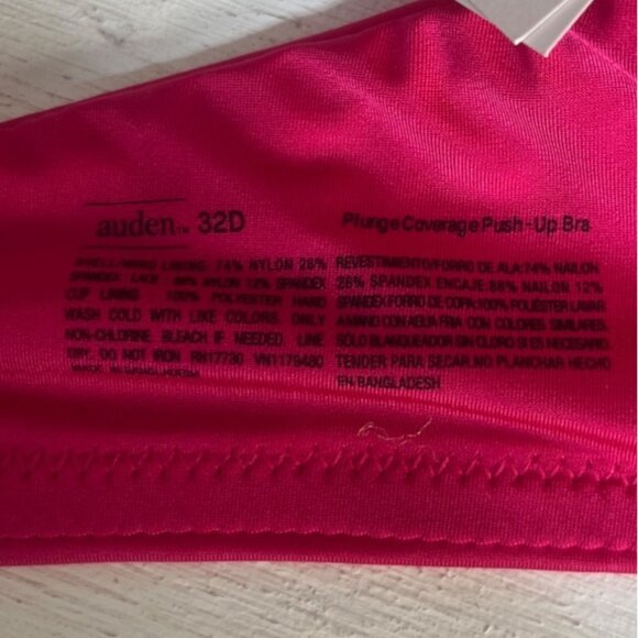 Auden Push Up Bra 32D Pink Radiant Plunge Coverage Convertible Straps - Picture 6 of 9